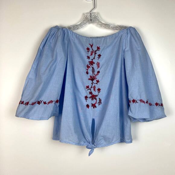 BEACHLUNCHLOUNGE OFF SHOULDER EMBROIDERED BLOUSE SIZE XS - Picture 3 of 11